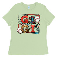 Matcha Baseball gigi leopard frame Ladies Tee - LillyAllenDesigns