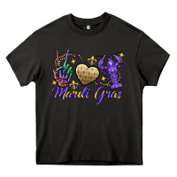 Asphalt Peace love crawfish Mardi Gras skeleton hand Heavy Core Tee - FaDigitalArtStudio