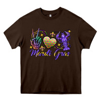 Chocolate Brown Peace love crawfish Mardi Gras skeleton hand Heavy Core Tee - FaDigitalArtStudio