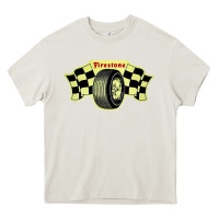 Cream firestone one racing Heavy Core Tee - linhVisuals