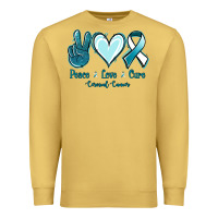 Antique Gold Peace Love Cure Cervical Cancer Premium Sweatshirt - Jasminsmagicworld