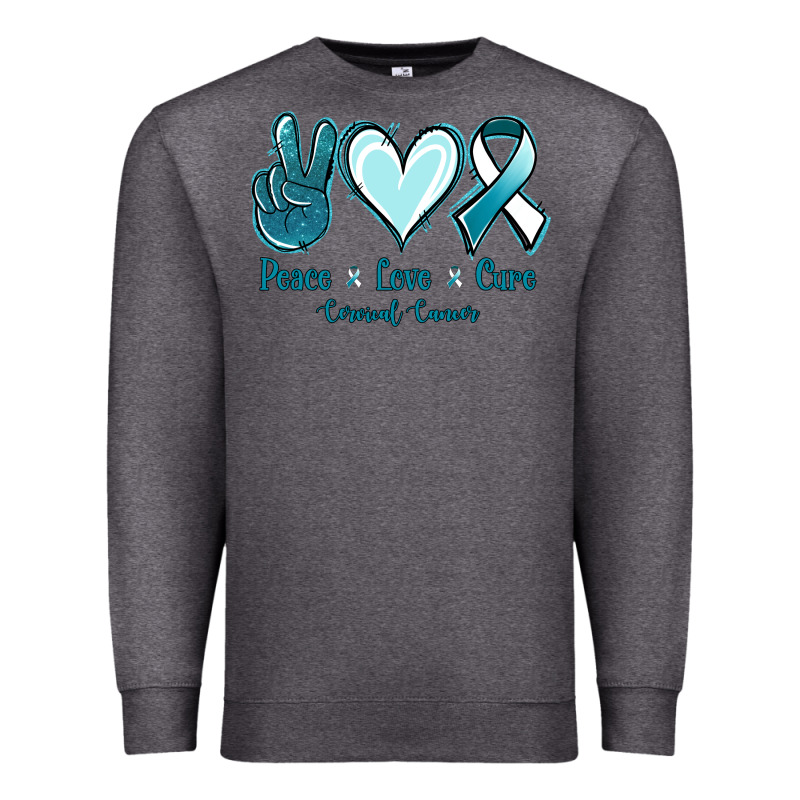 Peace Love Cure Cervical Cancer Premium Sweatshirt by Jasminsmagicworld | Teevron