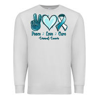 Dove Grey Peace Love Cure Cervical Cancer Premium Sweatshirt - Jasminsmagicworld