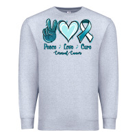 Heather Grey Peace Love Cure Cervical Cancer Premium Sweatshirt - Jasminsmagicworld
