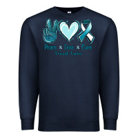 Navy Peace Love Cure Cervical Cancer Premium Sweatshirt - Jasminsmagicworld