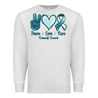 Oatmeal Heather Peace Love Cure Cervical Cancer Premium Sweatshirt - Jasminsmagicworld