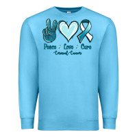 Ocean Blue Peace Love Cure Cervical Cancer Premium Sweatshirt - Jasminsmagicworld