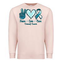 Pale Pink Peace Love Cure Cervical Cancer Premium Sweatshirt - Jasminsmagicworld