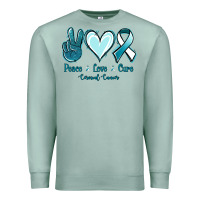 Seafoam Peace Love Cure Cervical Cancer Premium Sweatshirt - Jasminsmagicworld