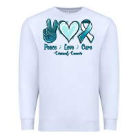 White Peace Love Cure Cervical Cancer Premium Sweatshirt - Jasminsmagicworld