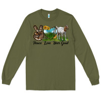 Army Green peace love boer goat Long Sleeve Tee - LillyAllenDesigns