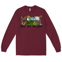 Burgundy peace love boer goat Long Sleeve Tee - LillyAllenDesigns