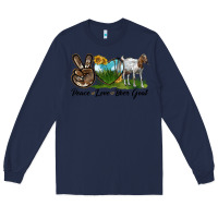 Navy peace love boer goat Long Sleeve Tee - LillyAllenDesigns