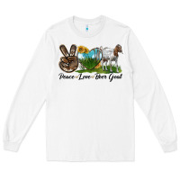 White peace love boer goat Long Sleeve Tee - LillyAllenDesigns