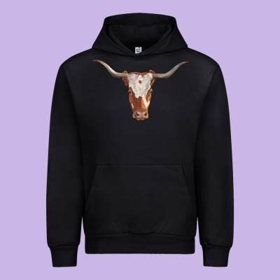 Longhorn Cow Head Urban Hoodie Designed By Ranaportraitstore