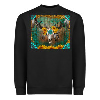 Black boho bullskull Heavyweight Sweatshirt - RanaPortraitStore