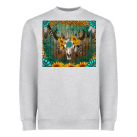 Heather Grey boho bullskull Heavyweight Sweatshirt - RanaPortraitStore