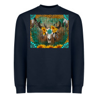 Navy boho bullskull Heavyweight Sweatshirt - RanaPortraitStore