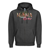 Charcoal Heather mama bear with daisy Zipper Hoodie - RanaPortraitStore