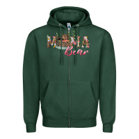 Sports Green mama bear with daisy Zipper Hoodie - RanaPortraitStore