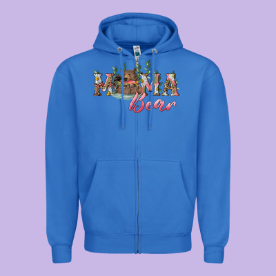 Mama Bear With Daisy Zipper Hoodie Designed By Ranaportraitstore