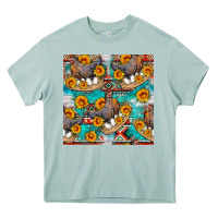 Arona chicken with eggs and sunflowers seamles pattern Heavy Core Tee - FaDigitalArtStudio