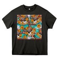 Asphalt chicken with eggs and sunflowers seamles pattern Heavy Core Tee - FaDigitalArtStudio