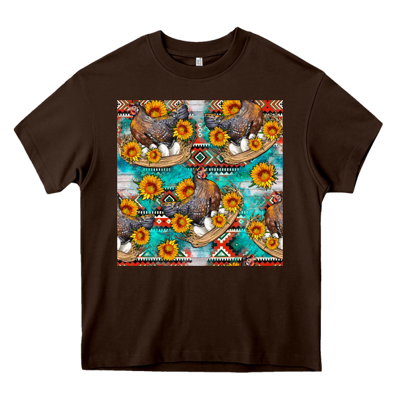 Chicken With Eggs And Sunflowers Seamles Pattern Heavy Core Tee by FaDigitalArtStudio | Teevron