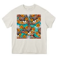 Cream chicken with eggs and sunflowers seamles pattern Heavy Core Tee - FaDigitalArtStudio