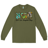 Army Green Peace Love Hampshire Sheep Long Sleeve Tee - LillyAllenDesigns
