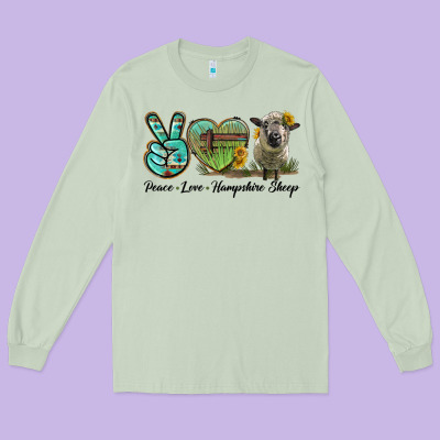 Peace Love Hampshire Sheep Long Sleeve Tee Designed By Lillyallendesigns