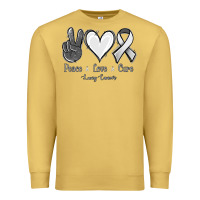 Antique Gold Peace Love Cure Lung Cancer Premium Sweatshirt - Jasminsmagicworld