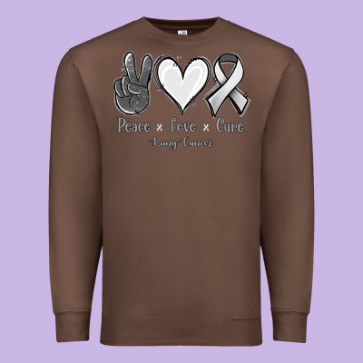Peace Love Cure Lung Cancer Premium Sweatshirt Designed By Jasminsmagicworld
