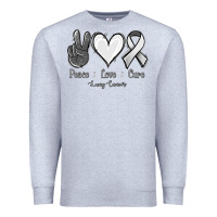 Heather Grey Peace Love Cure Lung Cancer Premium Sweatshirt - Jasminsmagicworld