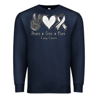 Navy Peace Love Cure Lung Cancer Premium Sweatshirt - Jasminsmagicworld