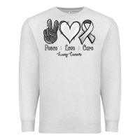 Oatmeal Heather Peace Love Cure Lung Cancer Premium Sweatshirt - Jasminsmagicworld