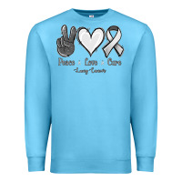 Ocean Blue Peace Love Cure Lung Cancer Premium Sweatshirt - Jasminsmagicworld