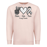 Pale Pink Peace Love Cure Lung Cancer Premium Sweatshirt - Jasminsmagicworld