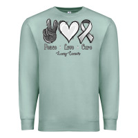 Seafoam Peace Love Cure Lung Cancer Premium Sweatshirt - Jasminsmagicworld