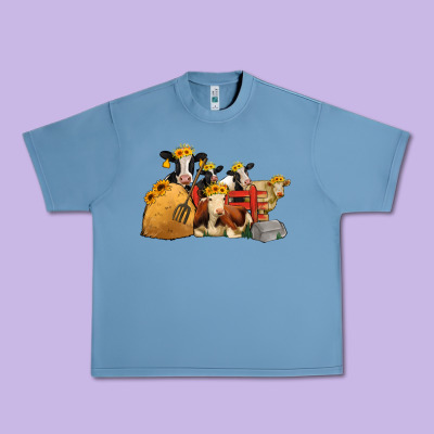 Cows With Sunflower Headbands Urban Heavy Tee Designed By Jasminsmagicworld