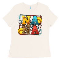 Bone Softball nana leopard frame Ladies Tee - LillyAllenDesigns