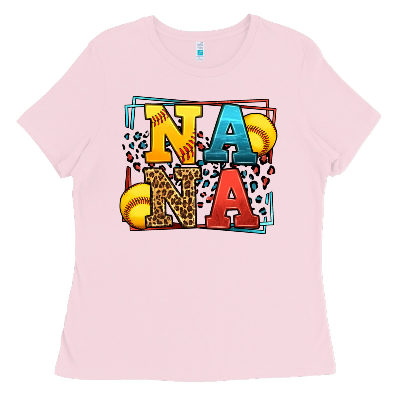Softball Nana Leopard Frame Ladies Tee by LillyAllenDesigns | Teevron