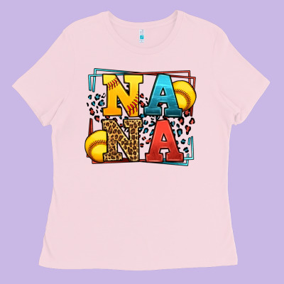 Softball Nana Leopard Frame Ladies Tee Designed By Lillyallendesigns
