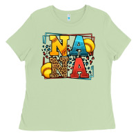 Matcha Softball nana leopard frame Ladies Tee - LillyAllenDesigns