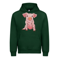 Forest Green sitting pig Urban Hoodie - RanaPortraitStore