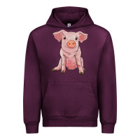 Mauve Wine sitting pig Urban Hoodie - RanaPortraitStore