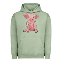 Pigment Oil Green sitting pig Urban Hoodie - RanaPortraitStore