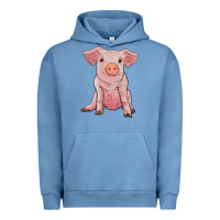 Pigment Pebble Blue sitting pig Urban Hoodie - RanaPortraitStore