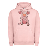 Pigment Salmon sitting pig Urban Hoodie - RanaPortraitStore