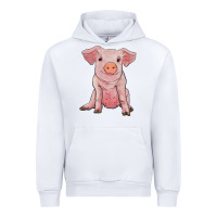 White sitting pig Urban Hoodie - RanaPortraitStore